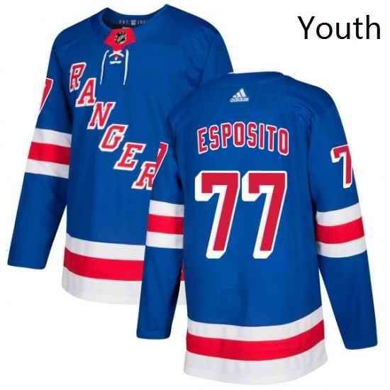 Youth Adidas New York Rangers 77 Phil Esposito Authentic Royal Blue Home NHL Jersey